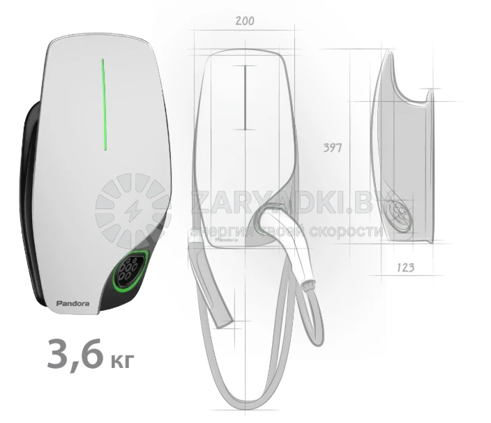Зарядные станции для электромобилей Зарядная станция Pandora Wall-E AC 22 кВт Home Edition без кабеля