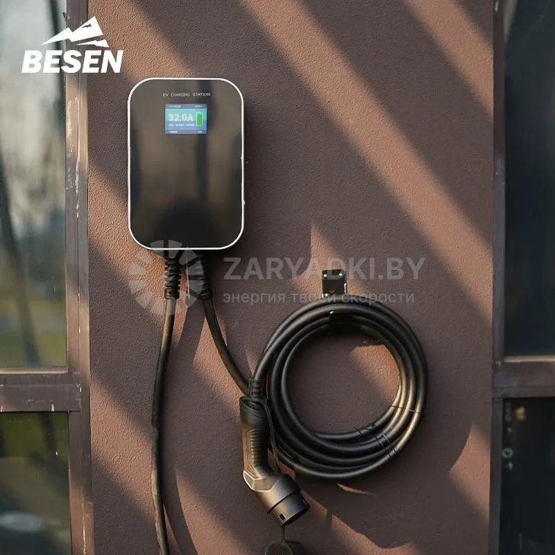 Зарядные станции для электромобилей Зарядная станция Besen Wallbox 22 кВт, 32A, 3 фазы с кабелем TYPE 2 (управление со смартфона)