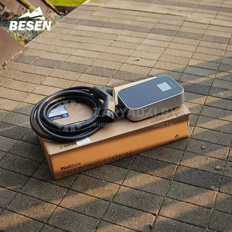 Зарядные станции для электромобилей Зарядная станция Besen Wallbox 22 кВт, 32A, 3 фазы с кабелем TYPE 2 (управление со смартфона)