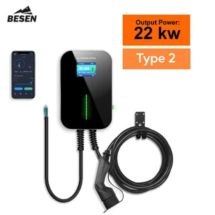 Зарядная станция Besen Wallbox 22 кВт, 32A, 3 фазы с кабелем TYPE 2 (управление со смартфона)